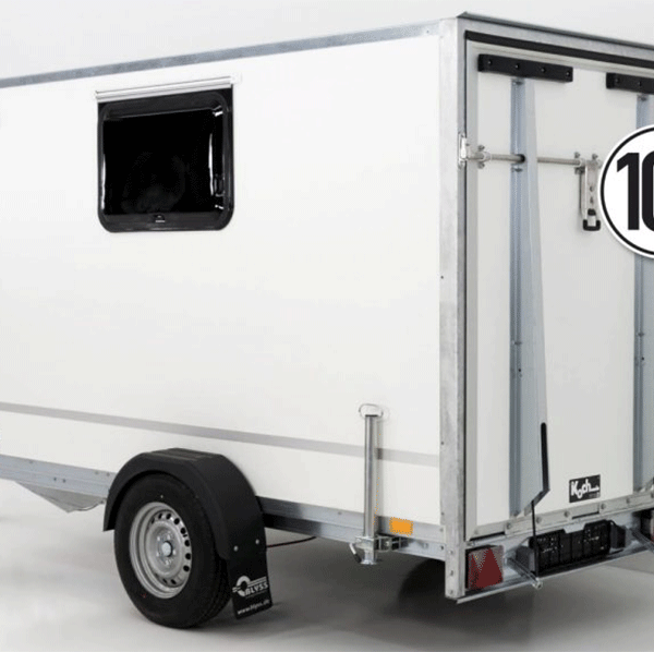Kofferanhänger BK  Höhe:180 1,3t|Rampe|Tür|1 Fenster