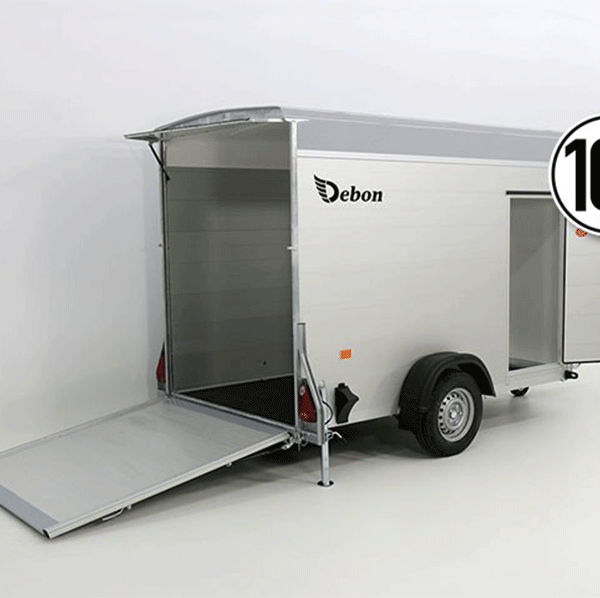 Debon Kofferanhänger Cargo H:190cm 1,3t|Alu, Polybug|Tür|grau